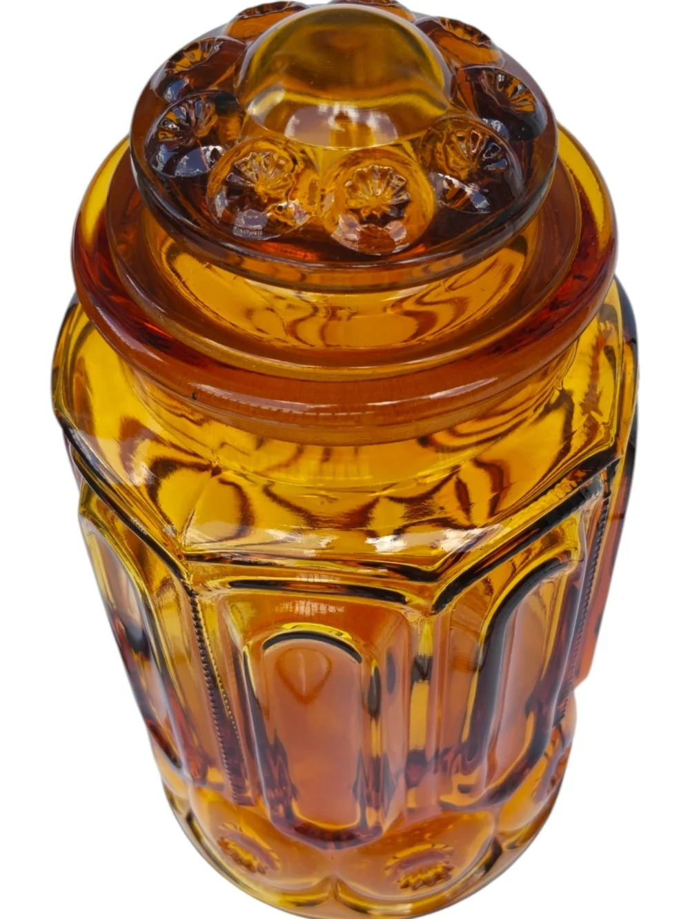 Vintage Large L.E. Smith Moon & Stars Glass Canister with Lid